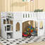 Lit mezzanine simple avec escalier de rangement, blanc-1165124210