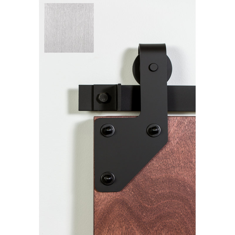 Ensemble de quincaillerie de porte de grange standard en coin Premium, 96 po, Acier inoxydable brossé