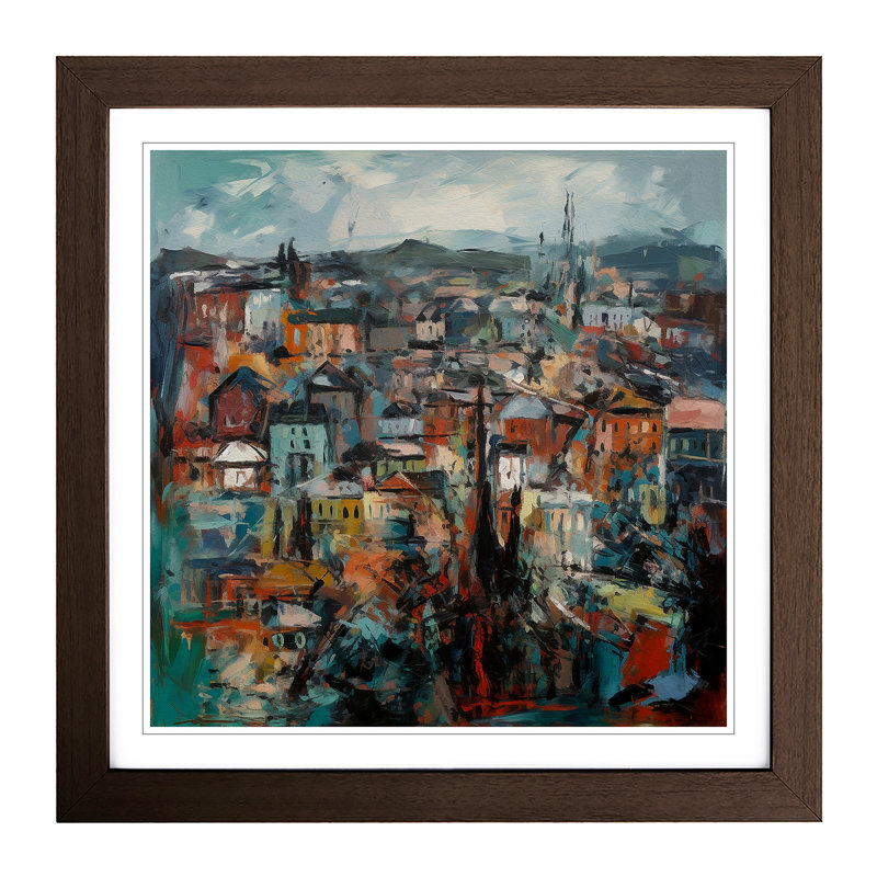 City Of Belfast Abstract Expressionism No.2 - Framed Print, Walnut