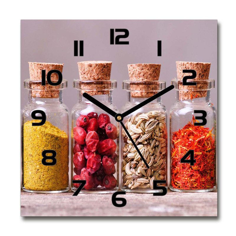 Glass Wall Clock, Red/Grey/Black