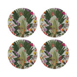 Fantasy Tropical Vegan Leather Round Beaded Placemat