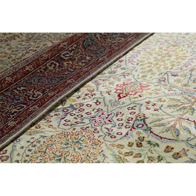 Hand-Knotted High-Quality Cream and Black Area Rug