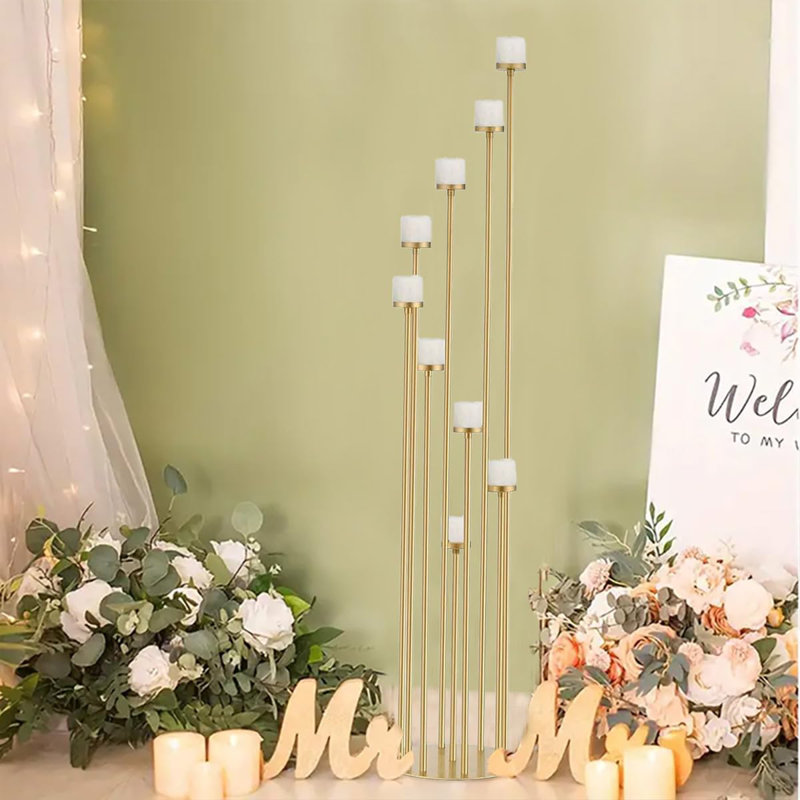 Gold 9 Arm Candle Holder