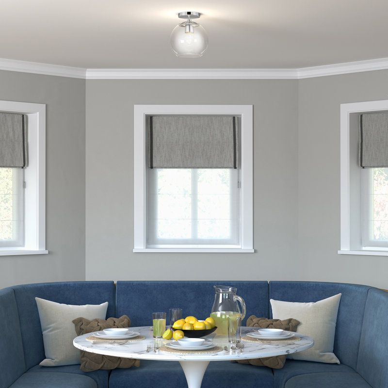 Bartlett Glass Semi Flush Mount, Polished Nickel, Transparent