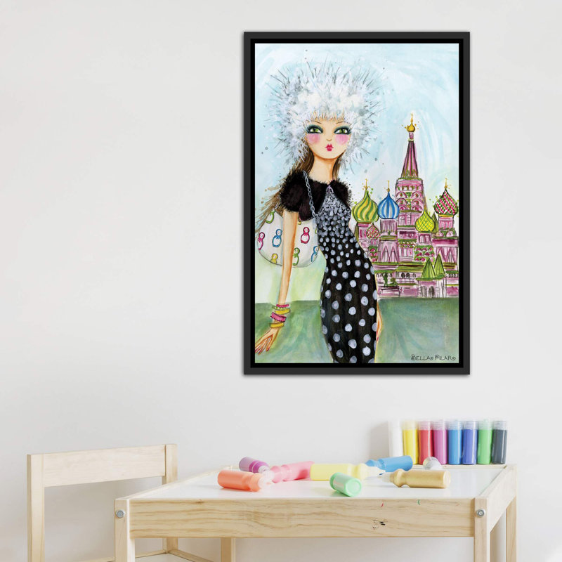 Art de Moscou, H 26 po x l 18 po x P 1,5 po, Toile avec cadre noir