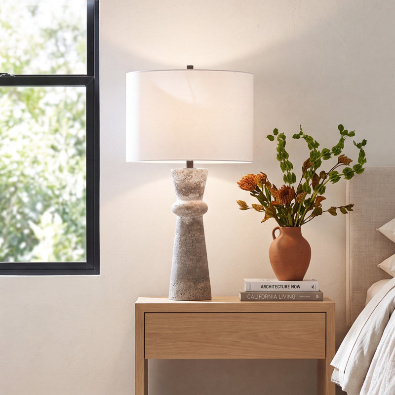 Holtby Stone Table Lamp, Gray