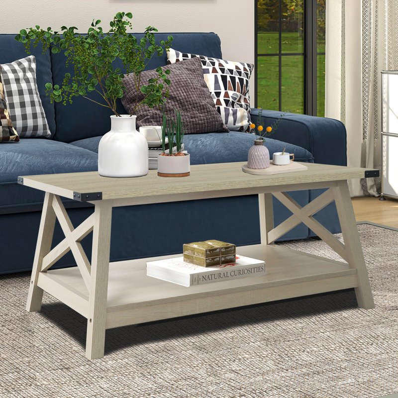 Table basse avec rangement Braydi, Chêne blanc