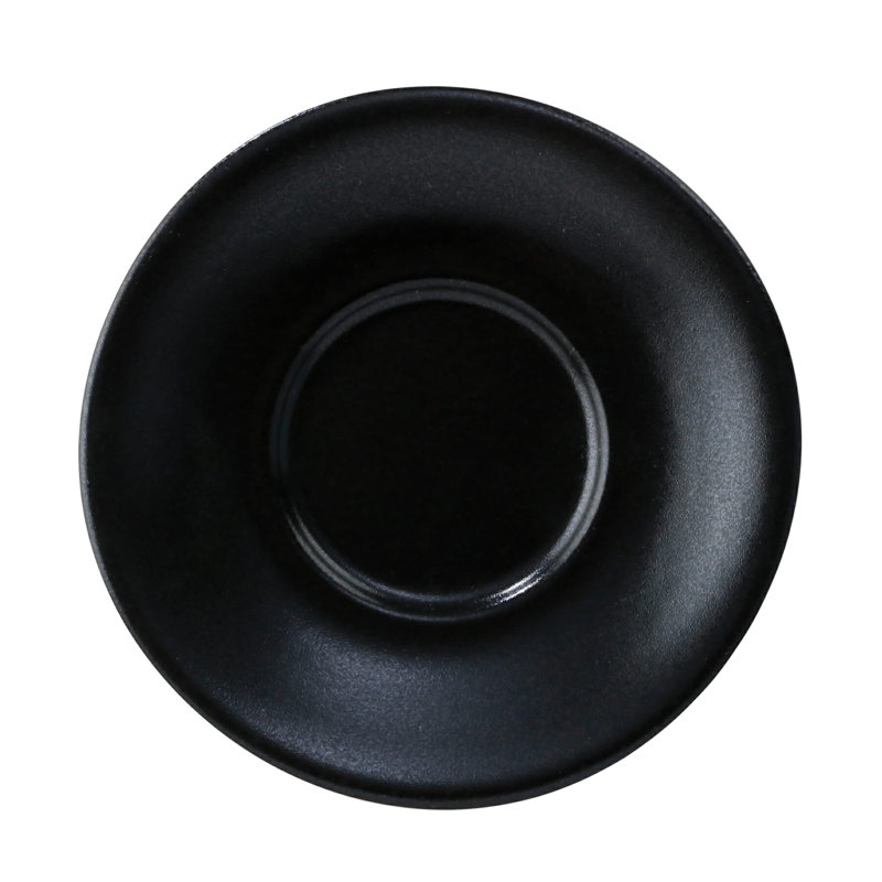 GET Soucoupe thé / bouillon en porcelaine haute résistance, 6,5 po, noir (ensemble de 12)