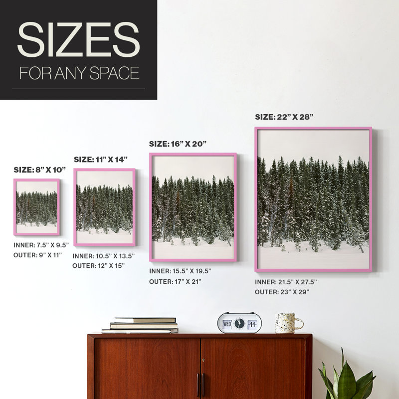 «Christmas Tree Forest», reproduction encadrée - bois massif, H 11 po x l 9 po, Rose