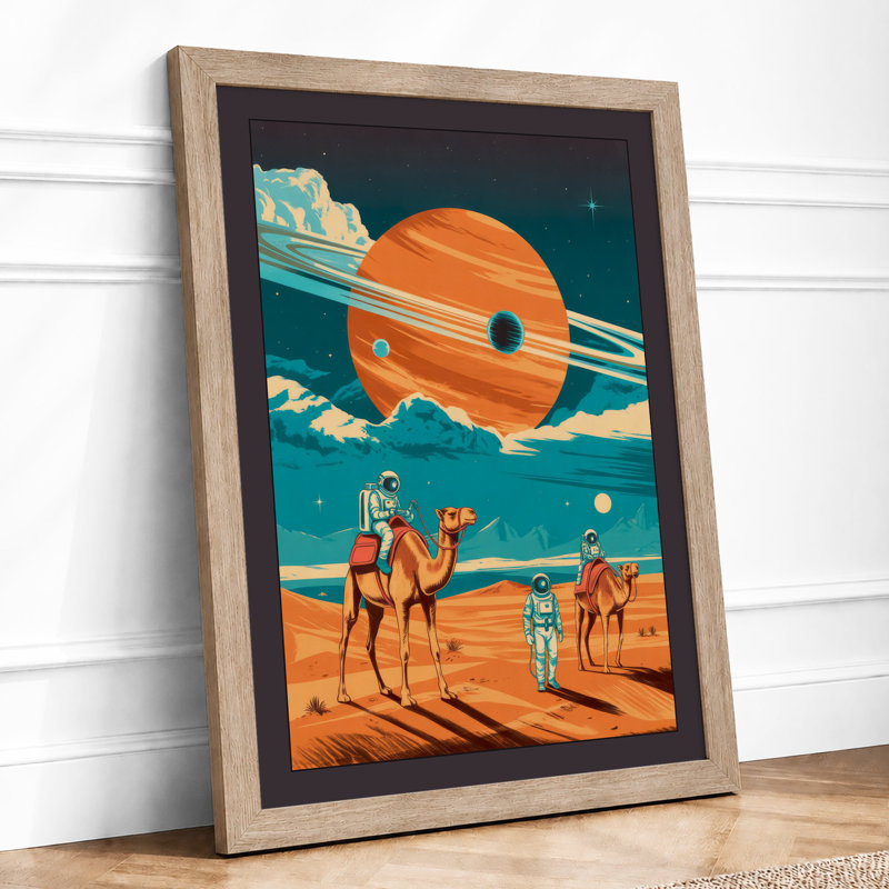 Desert Explorers Retro - Framed Print, A4 - 29.7 x 21.0 cm, Oak