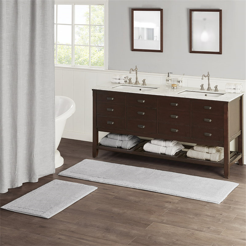 Tapis de bain réversible 100% coton touffeté 3000 g / m² gris, Tapis de couloir 2 pi x 6 pi