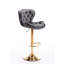 Deux tabourets de bar gris, repose-pieds et base, pivotant et réglable en hauteur avec levage mécanique, velours + pieds dorés avec velours 2, grâce à une conception simple