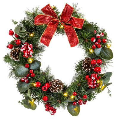 Faux Lighted 40cm Wreath