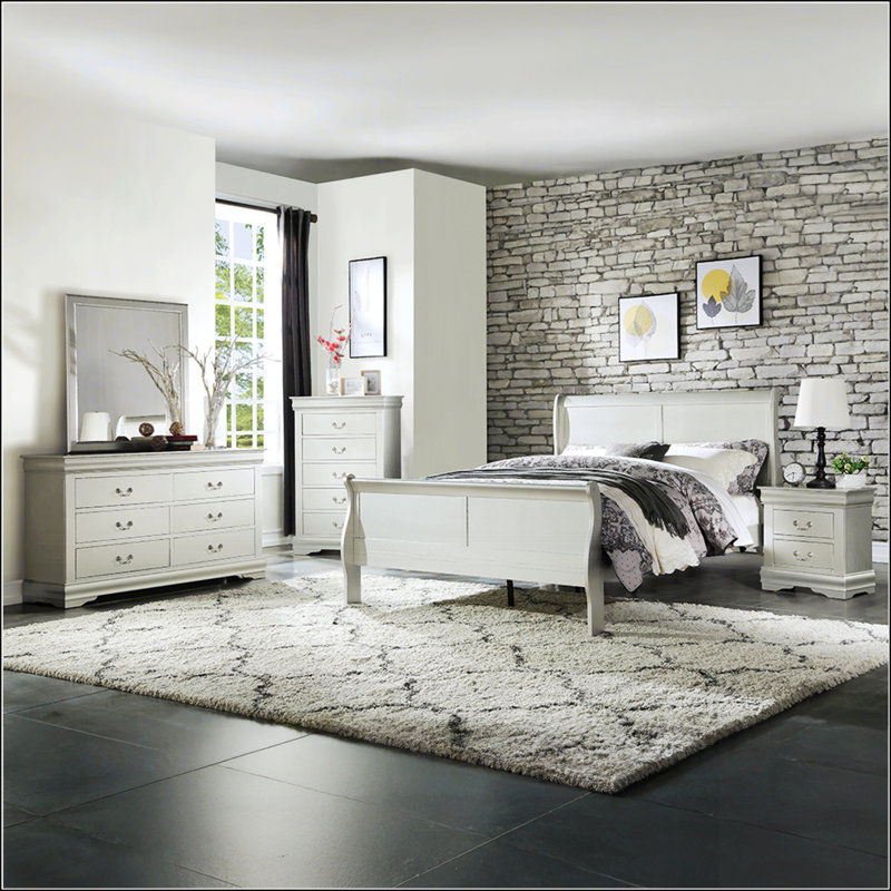 Table de chevet 2 tiroirs Traditional, Argent argent