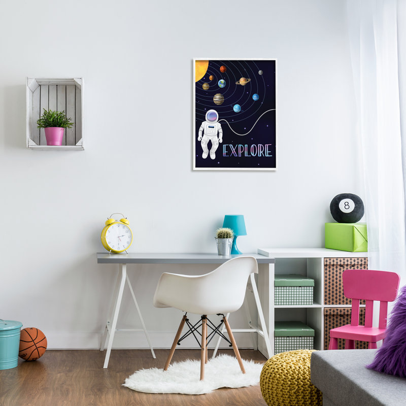Explorez l'espace extra-terrestre, astronaute parmi les planètes, estampe numérique de Linda Birtel