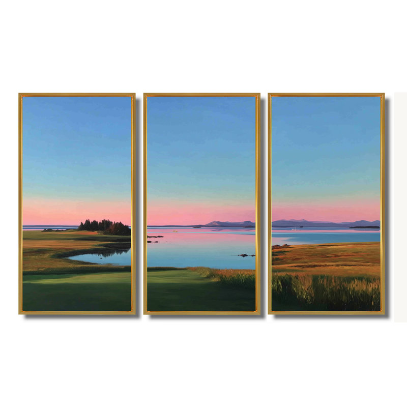 Summer Sunrise Meadows In Canada - Ensemble de décorations murales Vancouver, H 40 po x l 60 po, Doré