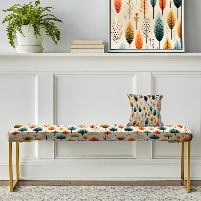 Banc floral rembourré or, Teal And Beige Botanical Harmony I