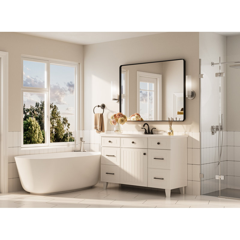 Bathroom Mirror with 1.2" Thick Aluminum Alloy Frame,Wall Mirror with Tempered Glass,Accent Mirror for Entryway,Dining Room,Bedroom