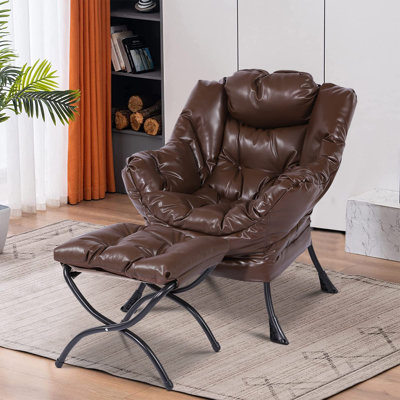Jamonie Faux Leather Accent Chair with Ottoman