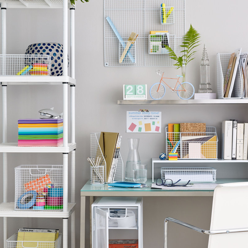 Panier en métal / fil métallique Wogina, Blanc, H 4,5 po x l 5,7 po x P 11,5 po