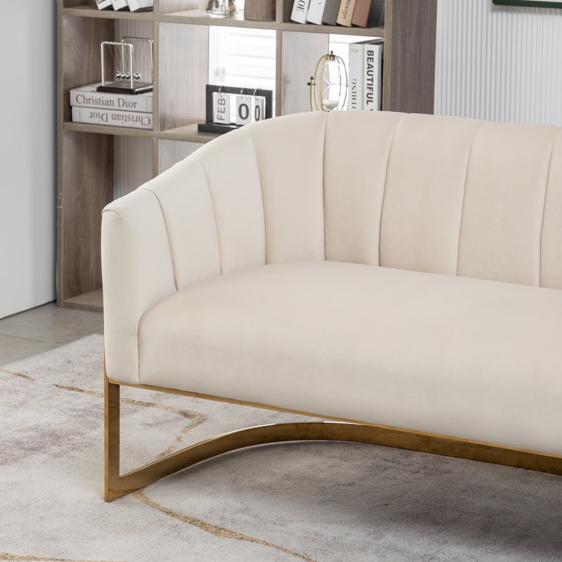 Causeuse en velours Tellico, Velours beige