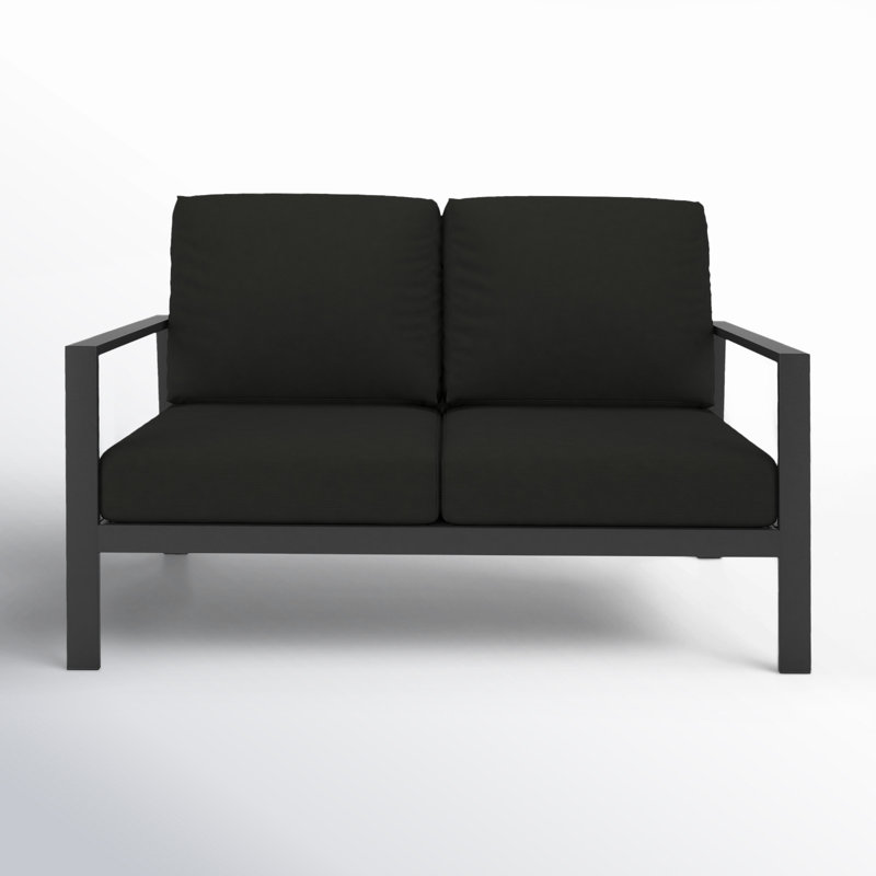 Townsend 55'' Wide Outdoor Loveseat with Sunbrella® Cushions, Canvas Black Sunbrella® Canvas