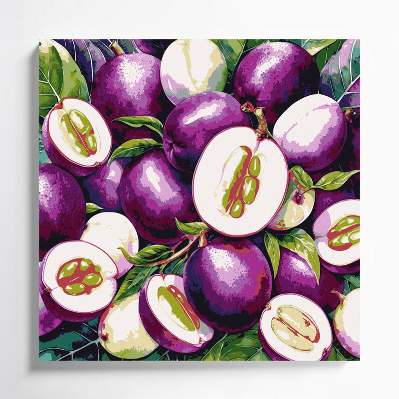 Fruit, mangoustan brun, art mural sur toile, H 12 po x l 12 po