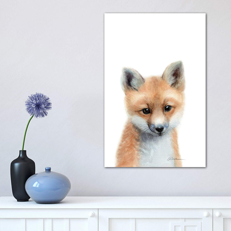 Baby Fox - Wrapped Canvas Painting, 45.72cm H x 30.48cm W x 1.91cm D