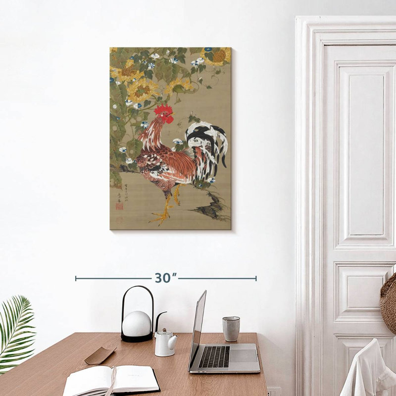 Brampt Rooster And Sunflowers, 30" H x 20" W