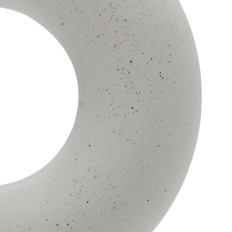 Branach Nordic Style Ceramic Round Vase in White, 14cm H x 13cm W x 1.5cm D