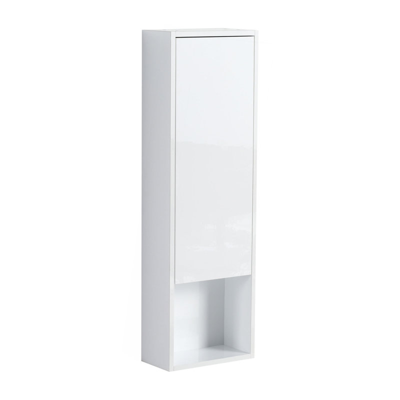 12" Bathroom Wall Cabinet, Soft Close Doors, Float Mounting Design,Glossy White(KD-Packing)