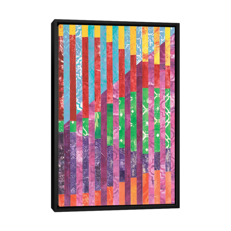 « quilted monoprints iv », impression sur toile, H 26 po x l 18 po x P 1,5 po, Toile avec cadre noir, Pas de tapis