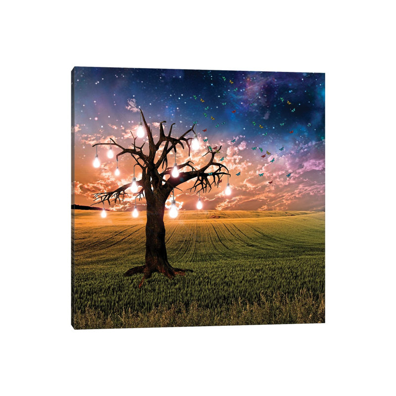 Light Bulbs Growing On A Tree At Sunset by Bruce Rolff - Wrapped Canvas Print, 30.48 cm H x 30.48 cm W