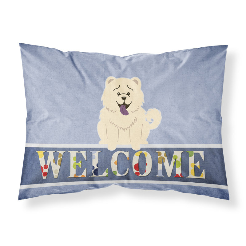 Taie d’oreiller welcome, Chow Chow blanc