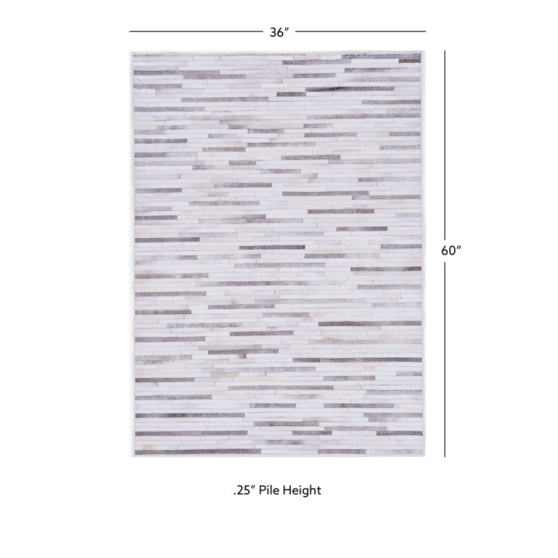 Jameown Patchwork Faux Cowhide Gray/Black Printed Area Rug, Rectangle 3' x 5'