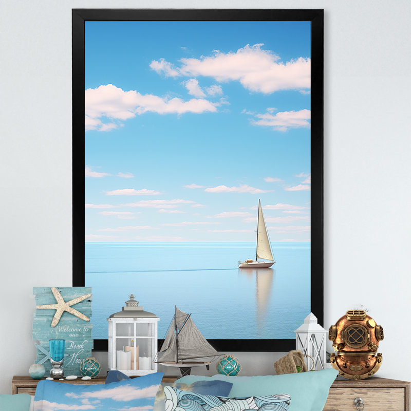 Horizon de planche à voile bleu maritime, H 20 po x l 12 po x P 1 po, Cadre photo noir
