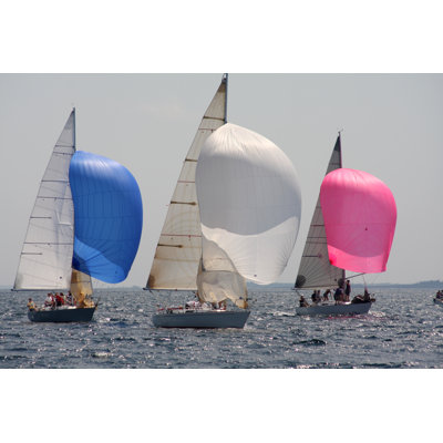 Spinnakers Deployed Sailboats by LensFlareDI - Wrapped Canvas Print