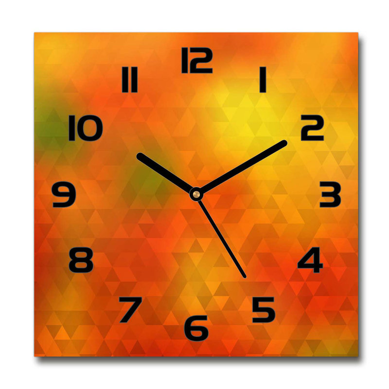 Harliee Glass Wall Clock, Black/Orange