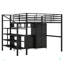 Lit mezzanine en métal avec ensemble de table et garde-robe, lit double