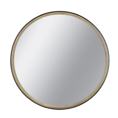 Miroir décoratif 31,3 "deux tons noir mat et bois naturel