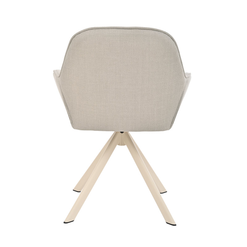 48.5cm H Linen Upholstered Metal Armchair in Beige, 4