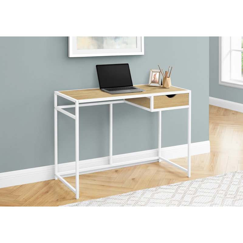 42" Metal Computer Desk, Natural/White