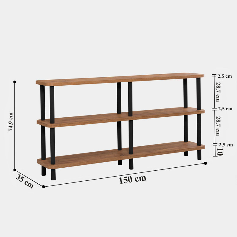 Vannes Bookcase, 74cm H x 150cm W x 35cm D
