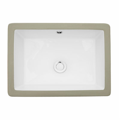 Ceramic Rectangular Undermount Bathroom Sink With Overflow