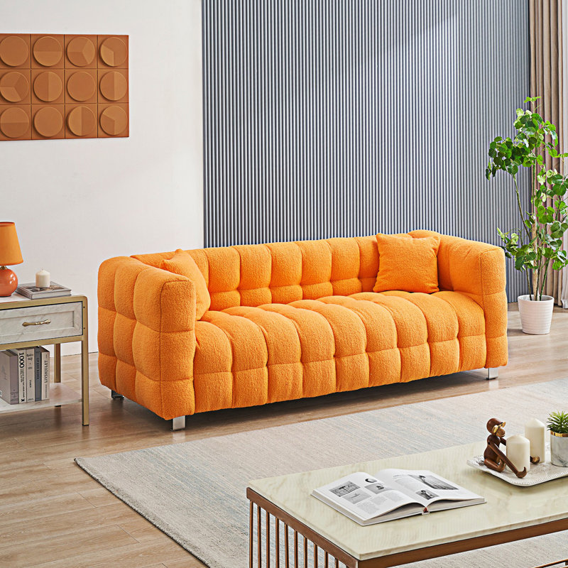 Élégant canapé avec deux coussins décoratifs, canapé de salon