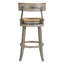 Tabouret 31 "Style avec siège en ruppie naturelle, cadre gris récupéré, retour à 180 degrés et supports en acier noir pour supports vinicoles automatiques, patins en plastique pour tout siège supplémentaire