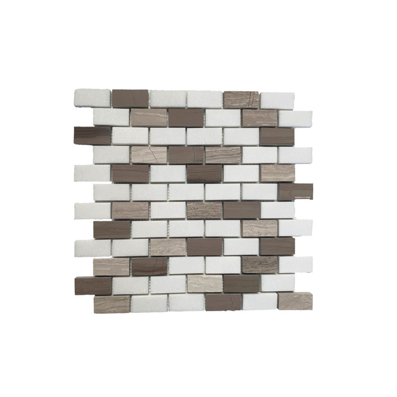 Carreau de mosaïque en marbre avec joint de brique 1 po x 2 po