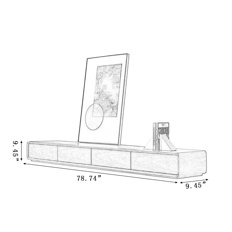 Meuble télé Modern, 9.45"H x 78.74"L x 9.45"W