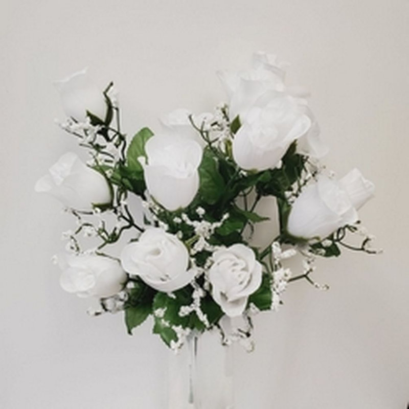 Roses et tiges, Blanc