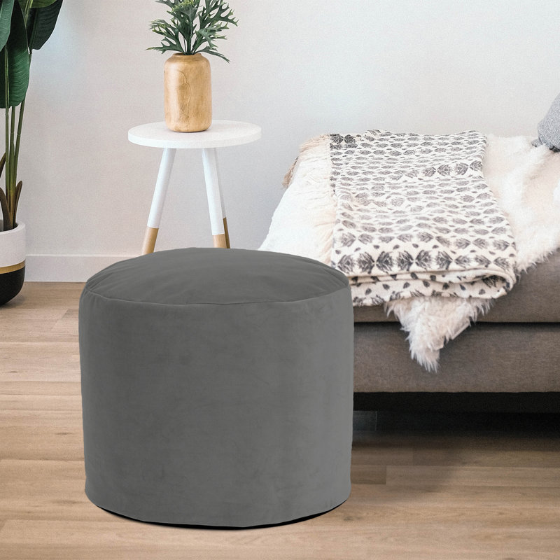 Upholstered Pouf, Pewter